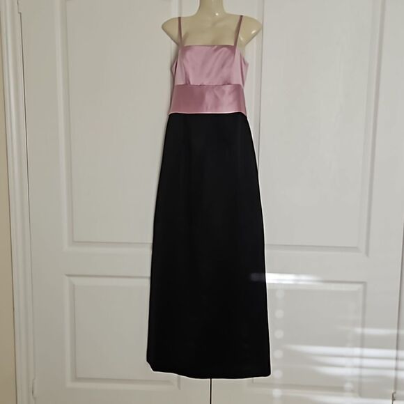 Jones New York Spaghetti Straps With Mega Bow Maxi Dress Pink & Black 4 - Picture 1 of 15